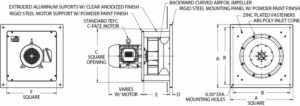 TEK Plug Fans Dimensional Drawing